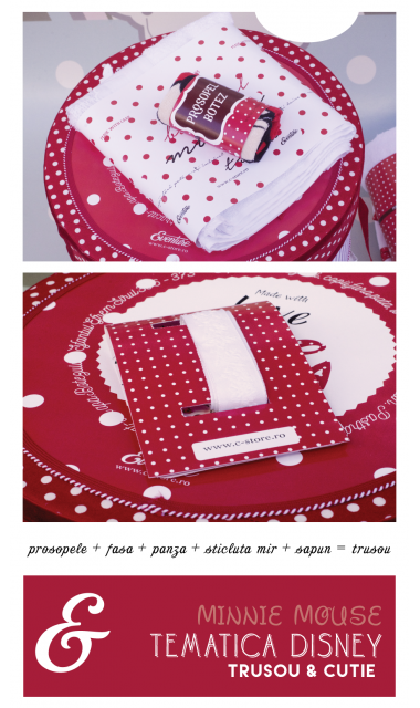 Trusou de botez pentru fetite de inspiratie Disney cu Minnie Mouse, Red Dots  10